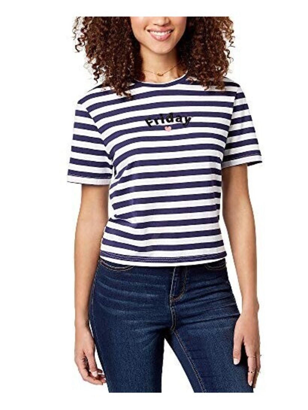 Rebellious One Juniors Cotton Friday Embroidered T-Shirt Size L